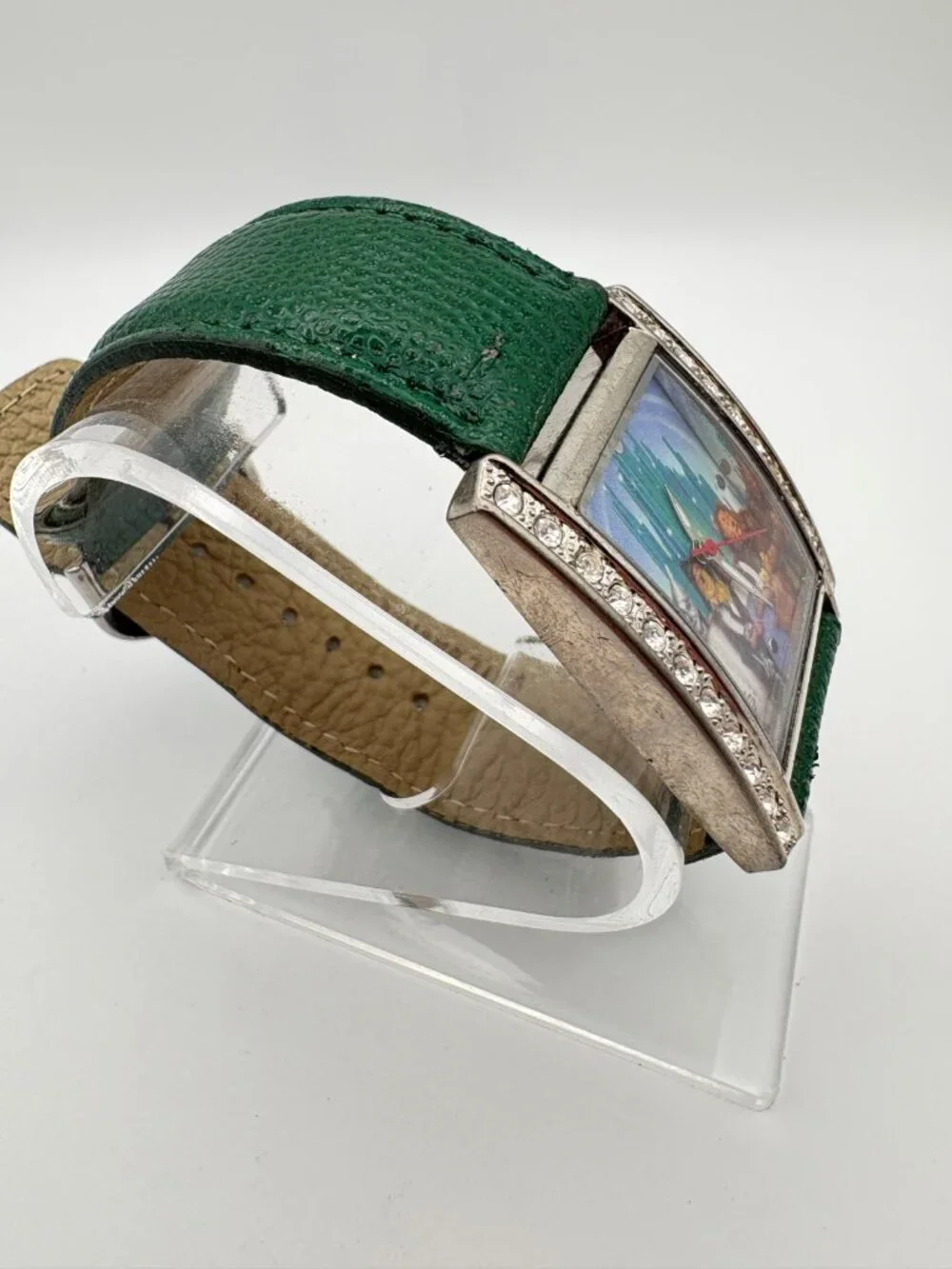 The Wizard of Oz Wristwatch Rhinestone Emerald City Green Leather Strap Watch